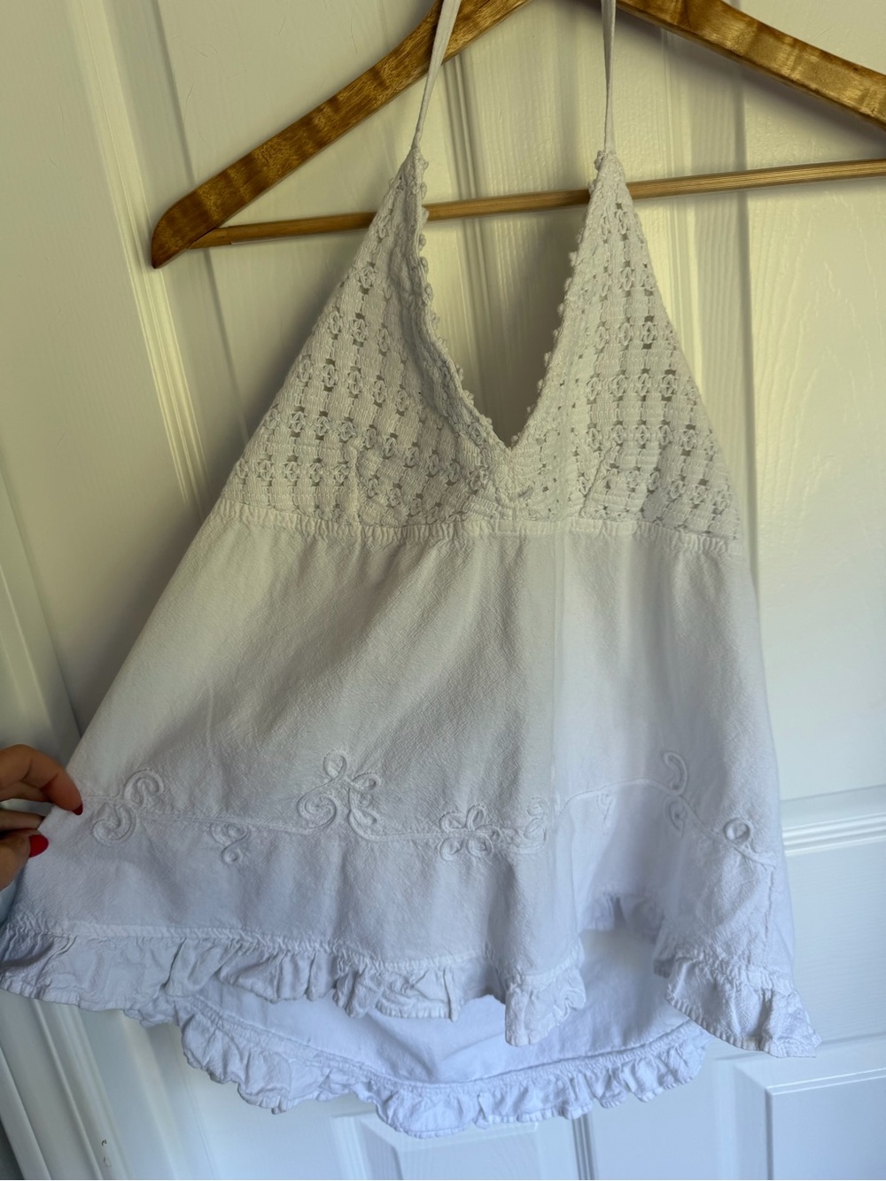White Crochet Halter Tank Top - Lightweight Summer Layer